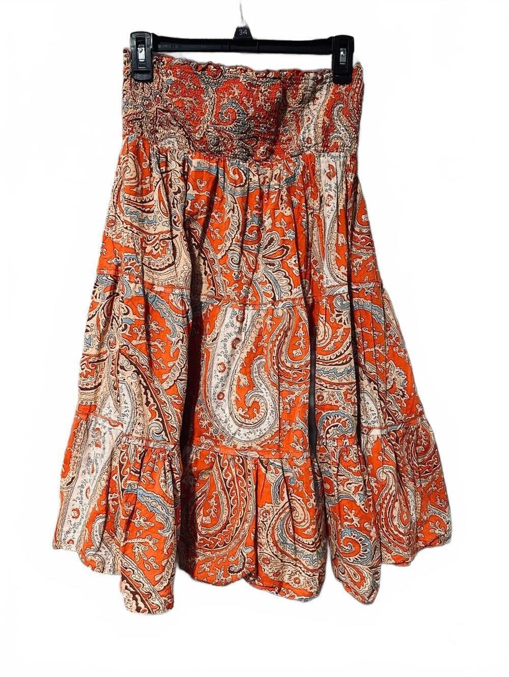 Mossimo Supply Co. Orange Paisley Smocked Midi Skirt / dress
